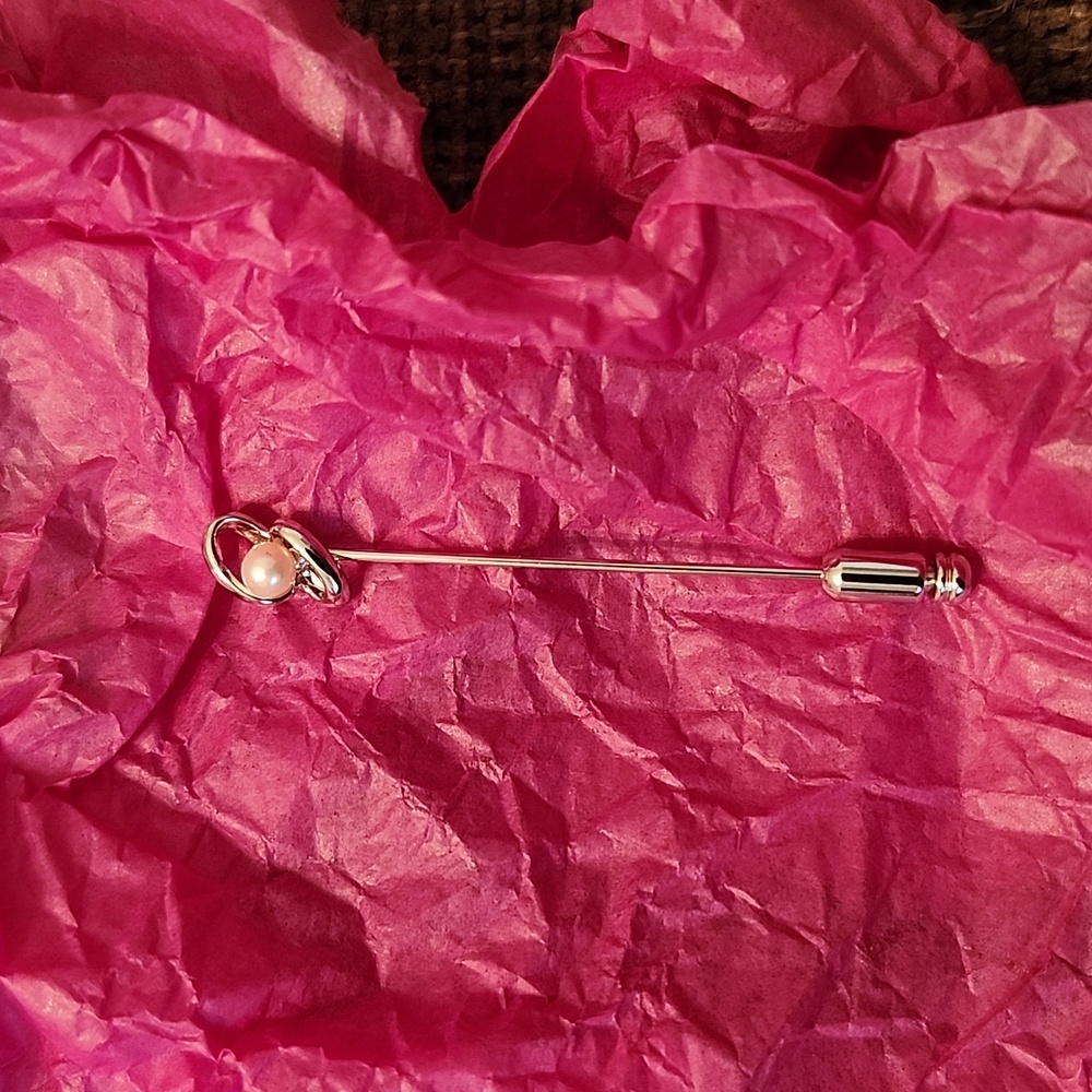 Tasaki 925 Sterling/Akoya Pearl Brooch